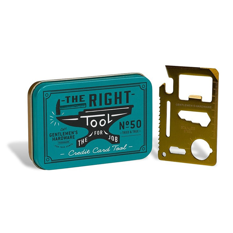 brass-style credit card multi-tool combines an array of handy tools in one credit-card-sized solution