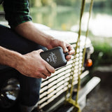 Hip flask from Gentlemen's Hardware with rounded edges and a nice grey metallic colour