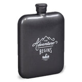Hip flask with rounded edges in grey metallic colour