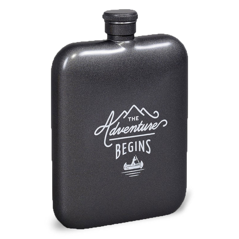 Hip flask with rounded edges in grey metallic colour