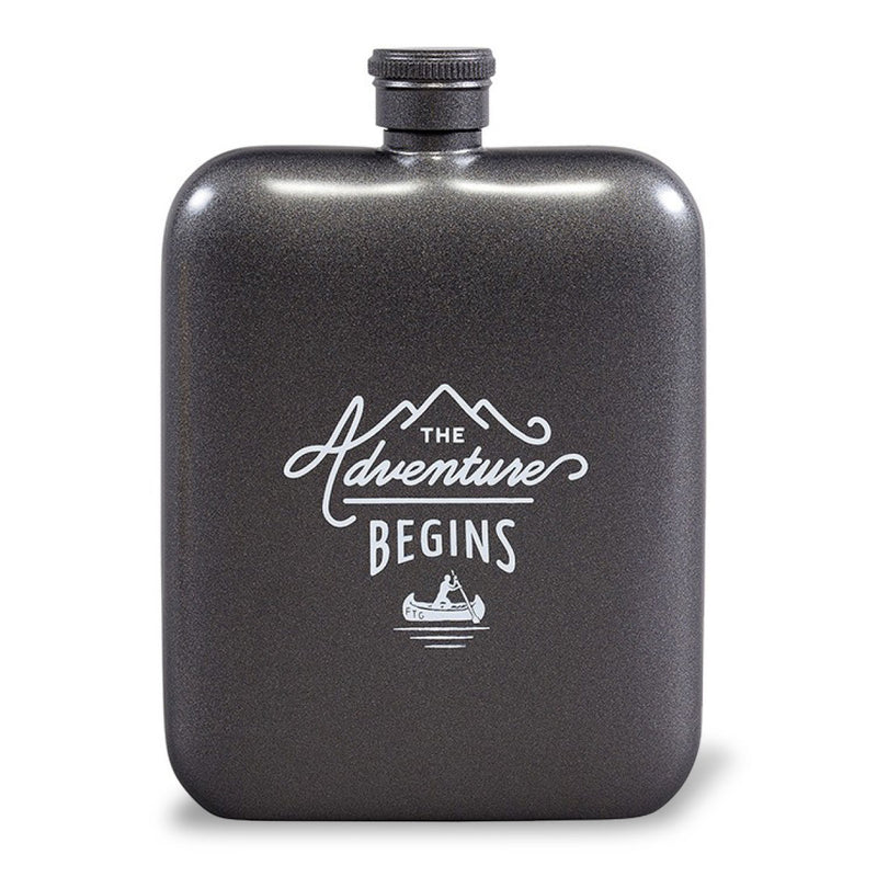 Hip flask with rounded edges in grey metallic colour