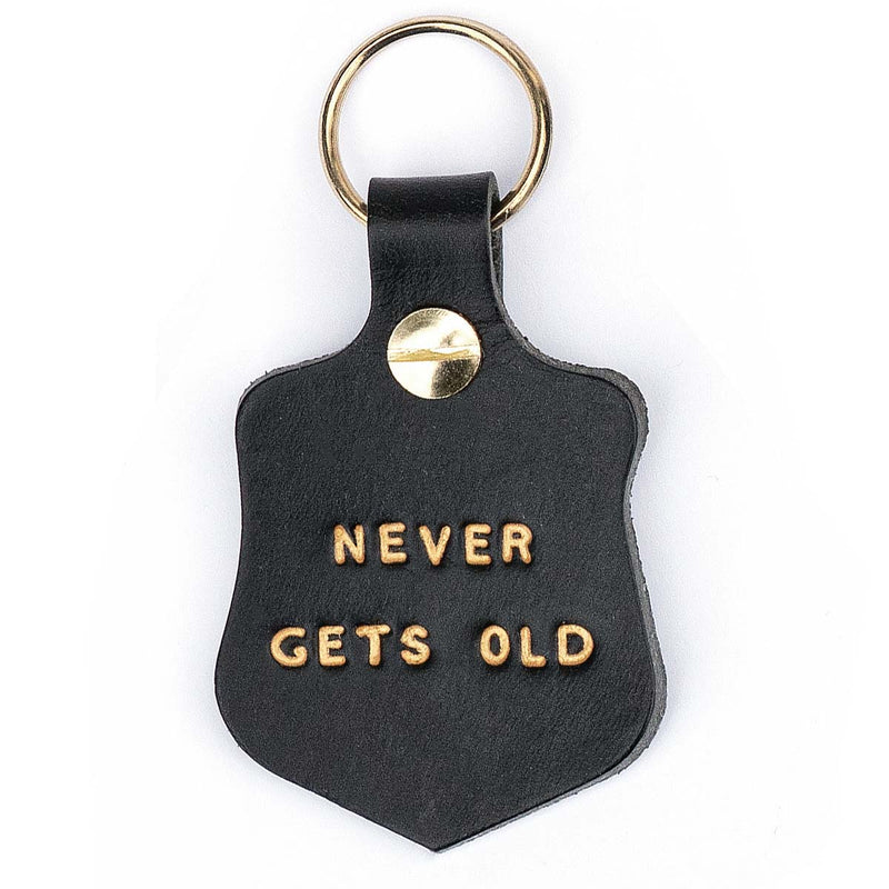 Leather Key Fob with gold embossed text